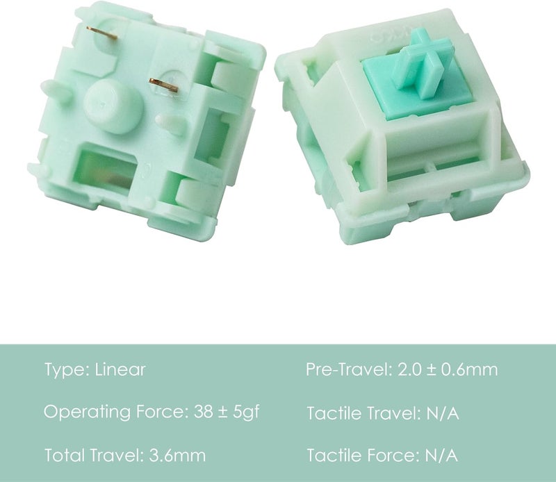 AKKO Botany Keyboard Switch for Mechanical Gaming Keyboard, 5-Pin 38gf Linear Pre-Lubed Switches (45pcs) - Image 2